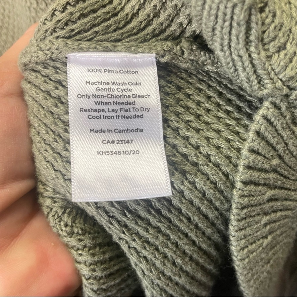 Talbots Shaker Stitch Solid Green Pullover Pima C… - image 4